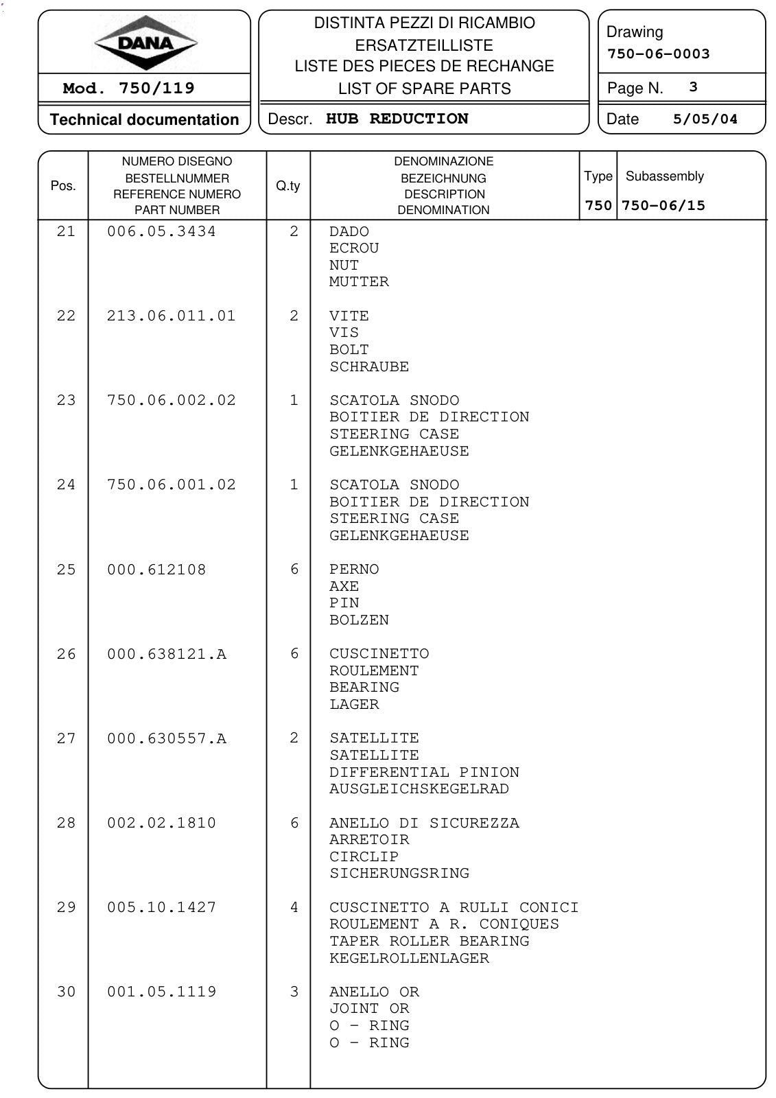 Dana Spicer 750/119 Front Axle Parts Catalog for Renault Tractor – sample page 3