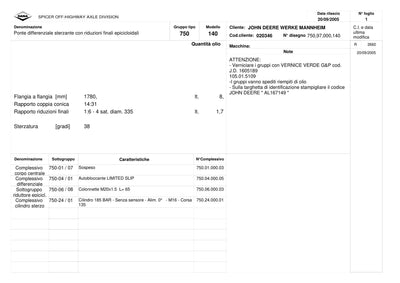 Dana Spicer 750/140 Front Axle Parts Catalog for John Deere Tractor (John Deere AL167149) – sample page 1