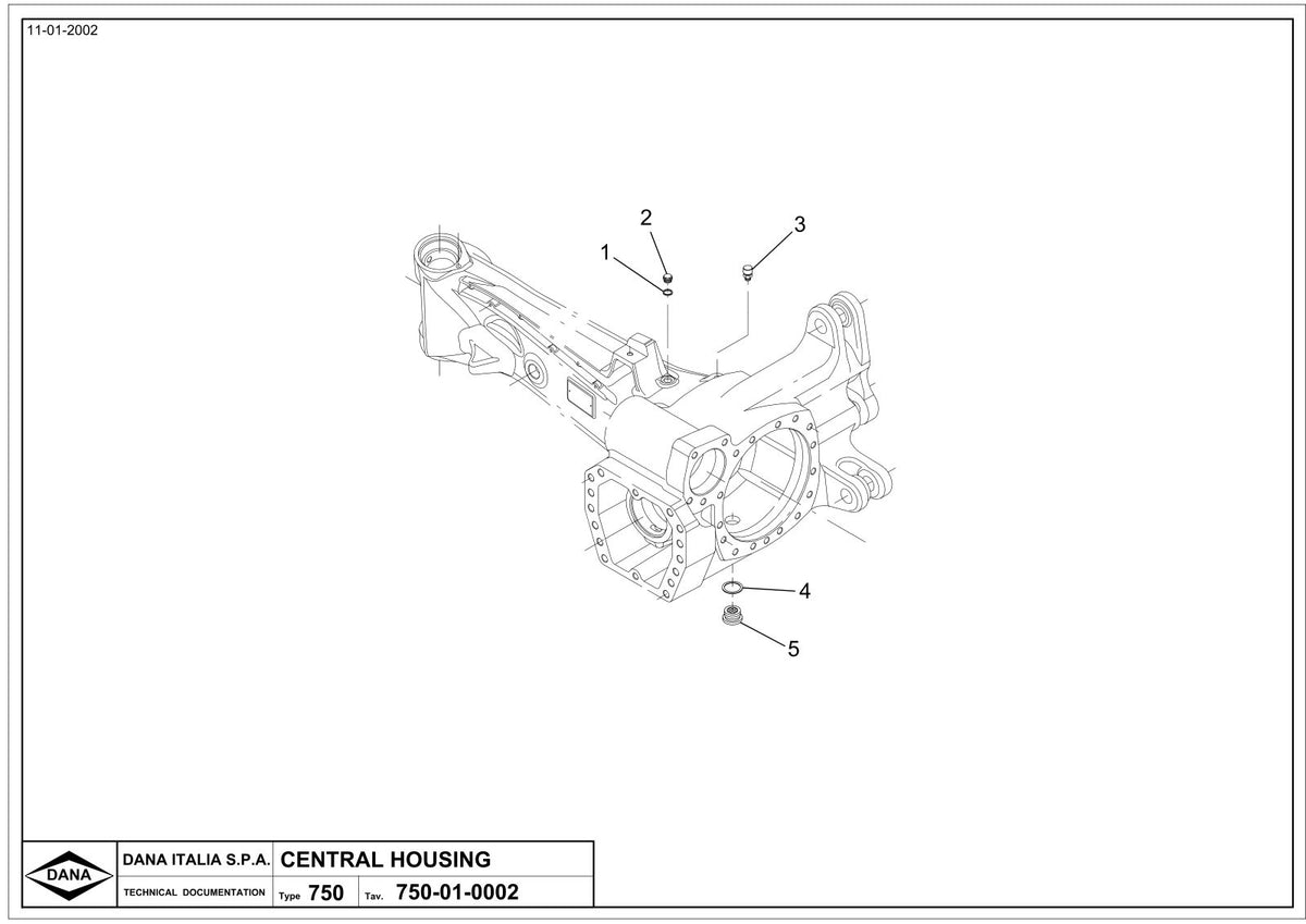 Dana Spicer 750/251 Front Axle Parts Catalog for John Deere Tractor – sample page 1