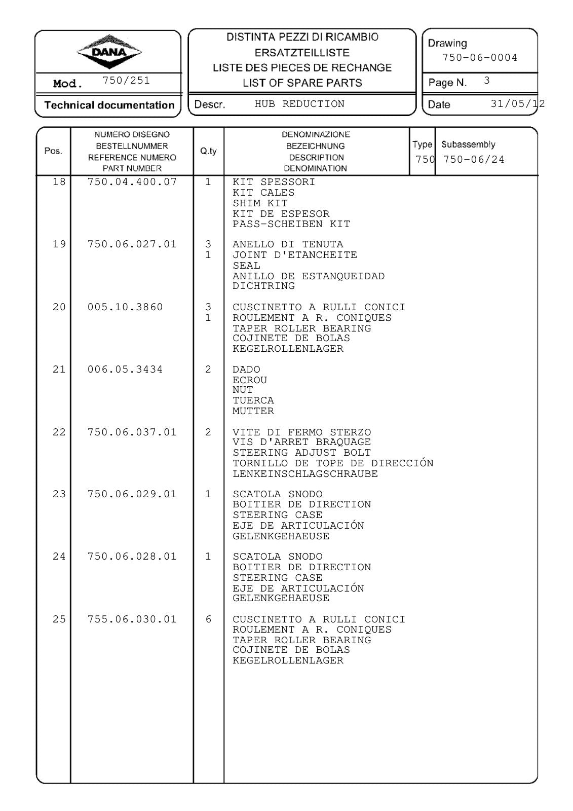 Dana Spicer 750/251 Front Axle Parts Catalog for John Deere Tractor – sample page 3