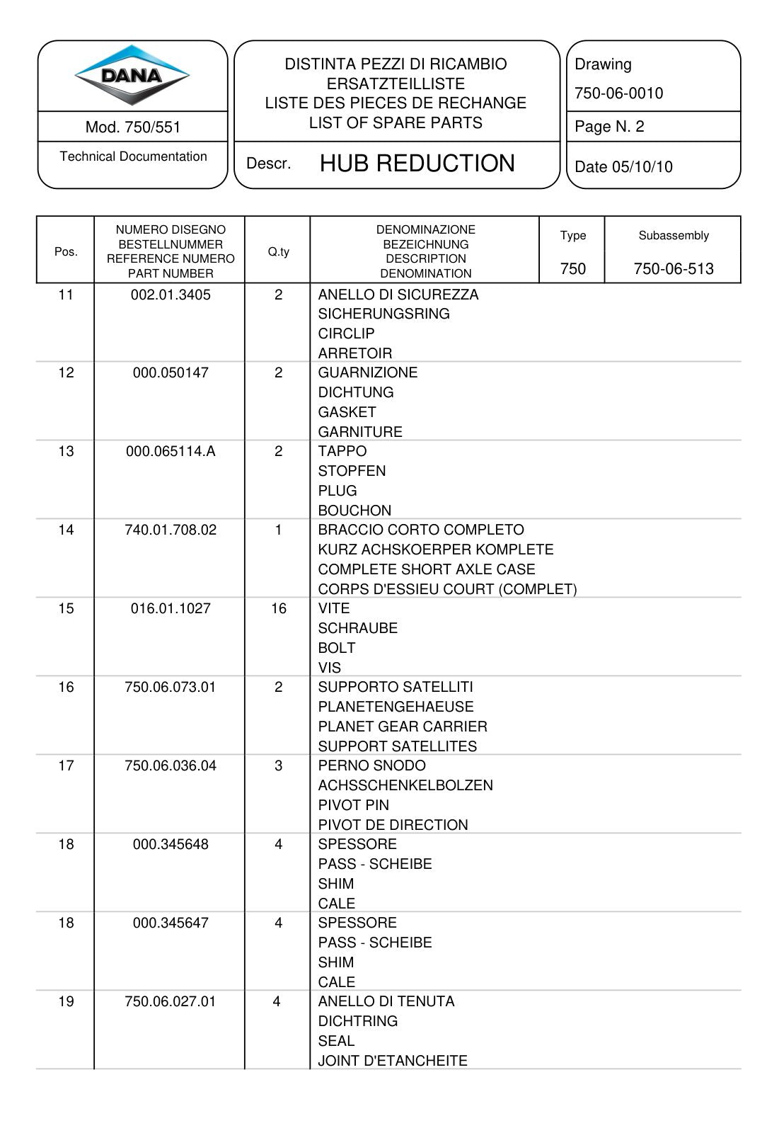 Dana Spicer 750/551 Front Axle Parts Catalog for Valtra Tractor – sample page 2