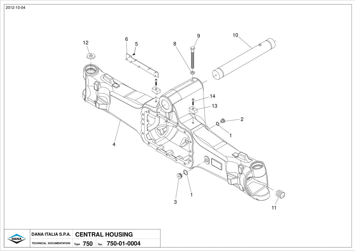 Dana Spicer 750/565 Front Axle Parts Catalog for Tractor – sample page 1