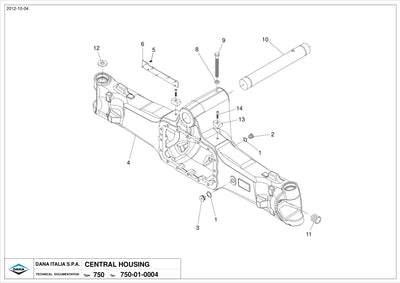 Dana Spicer 750/567 Front Axle Parts Catalog for Tractor – sample page 1