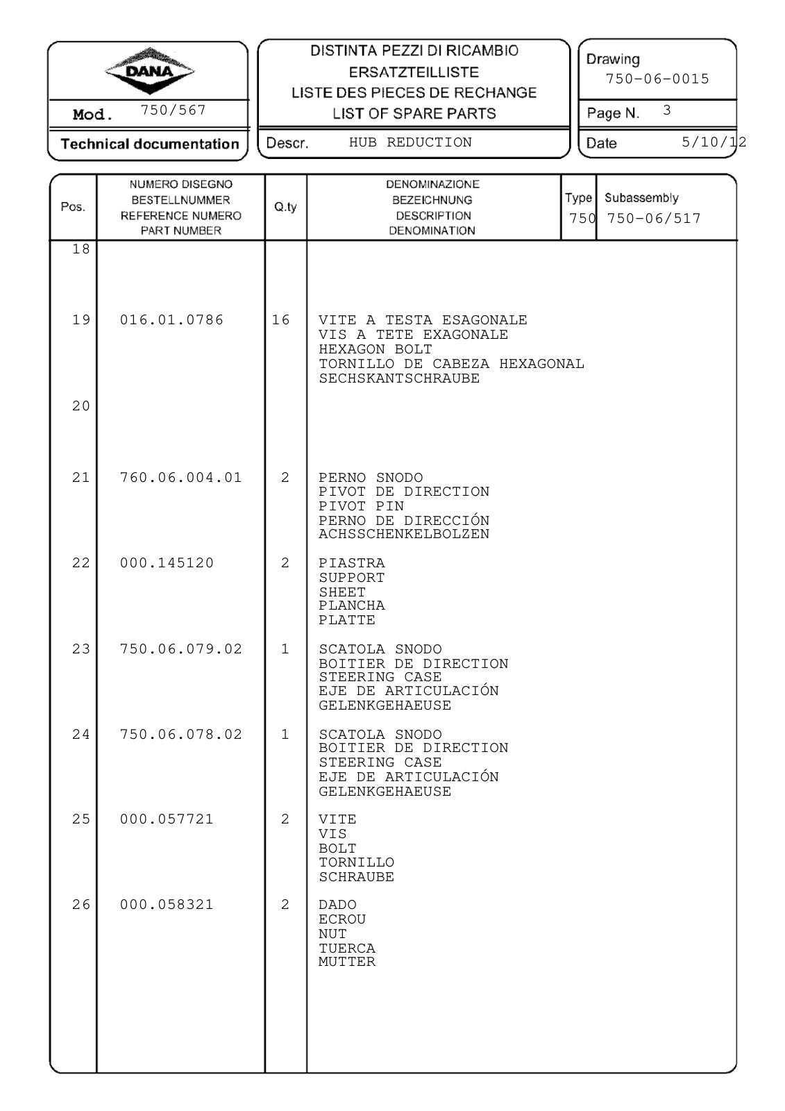 Dana Spicer 750/567 Front Axle Parts Catalog for Tractor – sample page 3