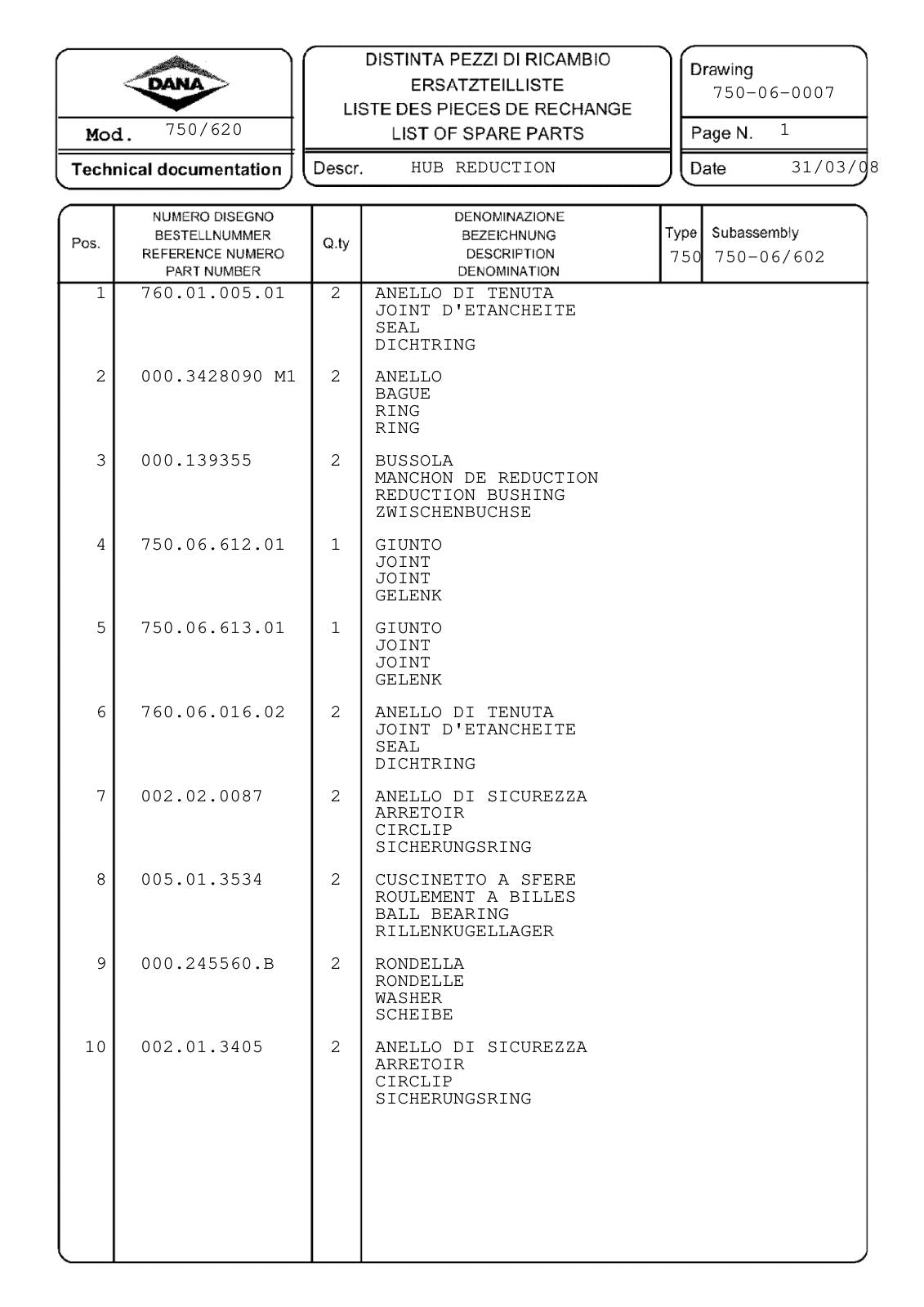 Dana Spicer 750/620 Front Axle Parts Catalog for Claas Tractor – sample page 3