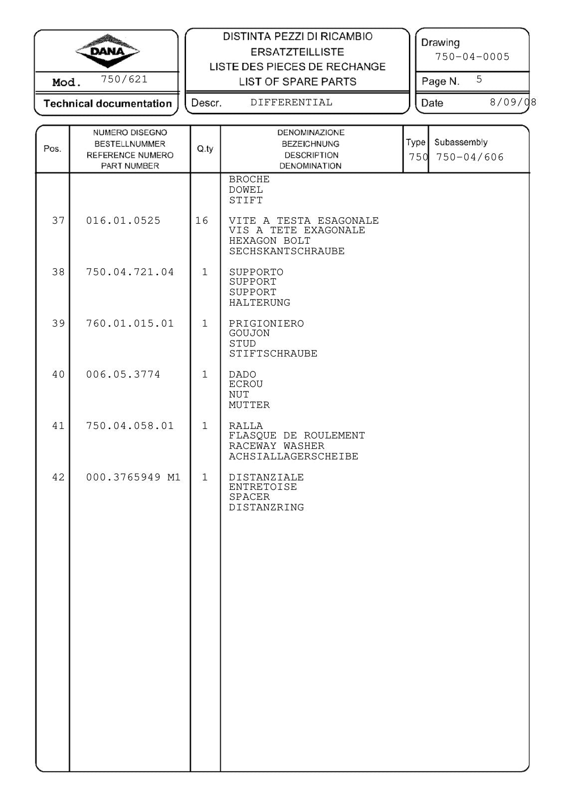 Dana Spicer 750/621 Front Axle Parts Catalog for Claas Tractor – sample page 2