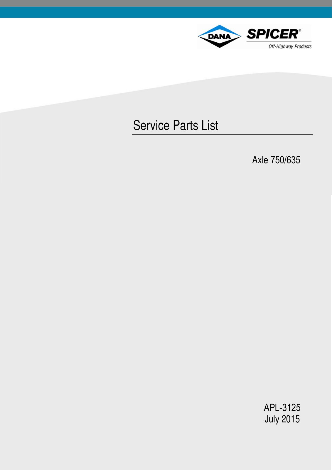 Dana Spicer 750/635 Front Axle Parts Catalog for Massey Ferguson Tractor – cover