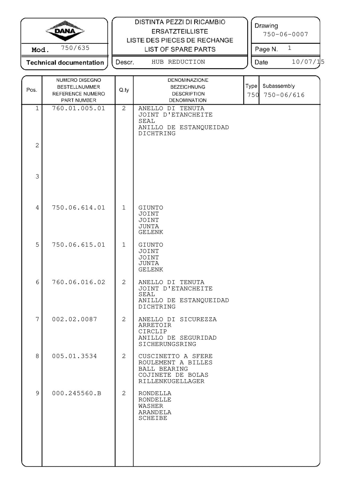 Dana Spicer 750/635 Front Axle Parts Catalog for Massey Ferguson Tractor – sample page 3