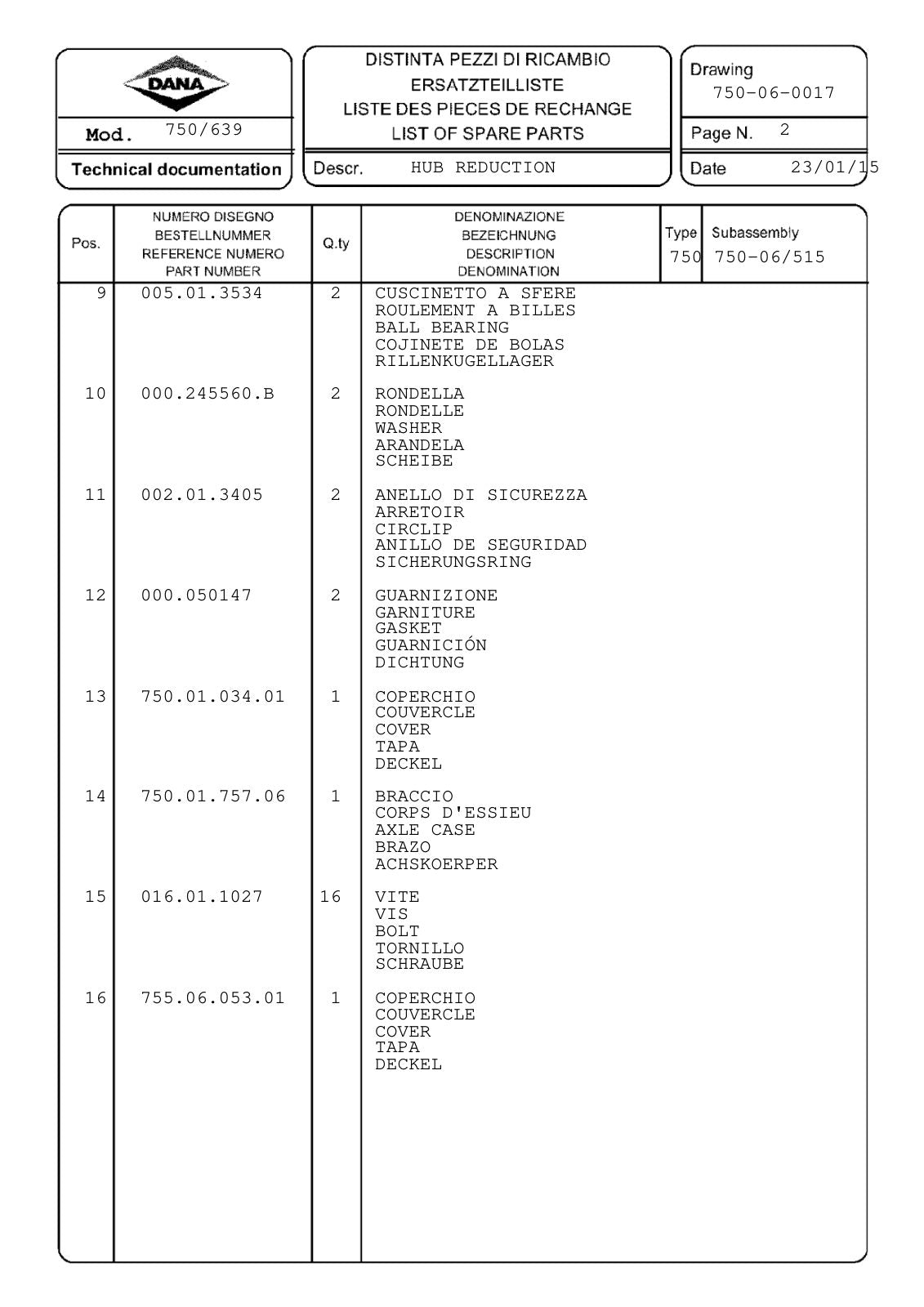 Dana Spicer 750/639 Front Axle Parts Catalog for Massey Ferguson Tractor – sample page 2