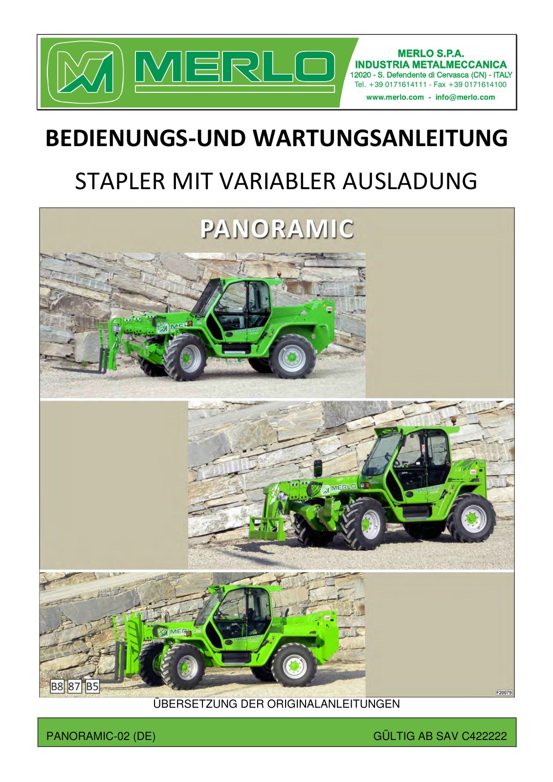 Merlo Panoramic MERlin CDC from 2013 (P40.9, P38.12-P38.14, P40.17, P60.10, P72.10) Service Set with Diagrams – cover