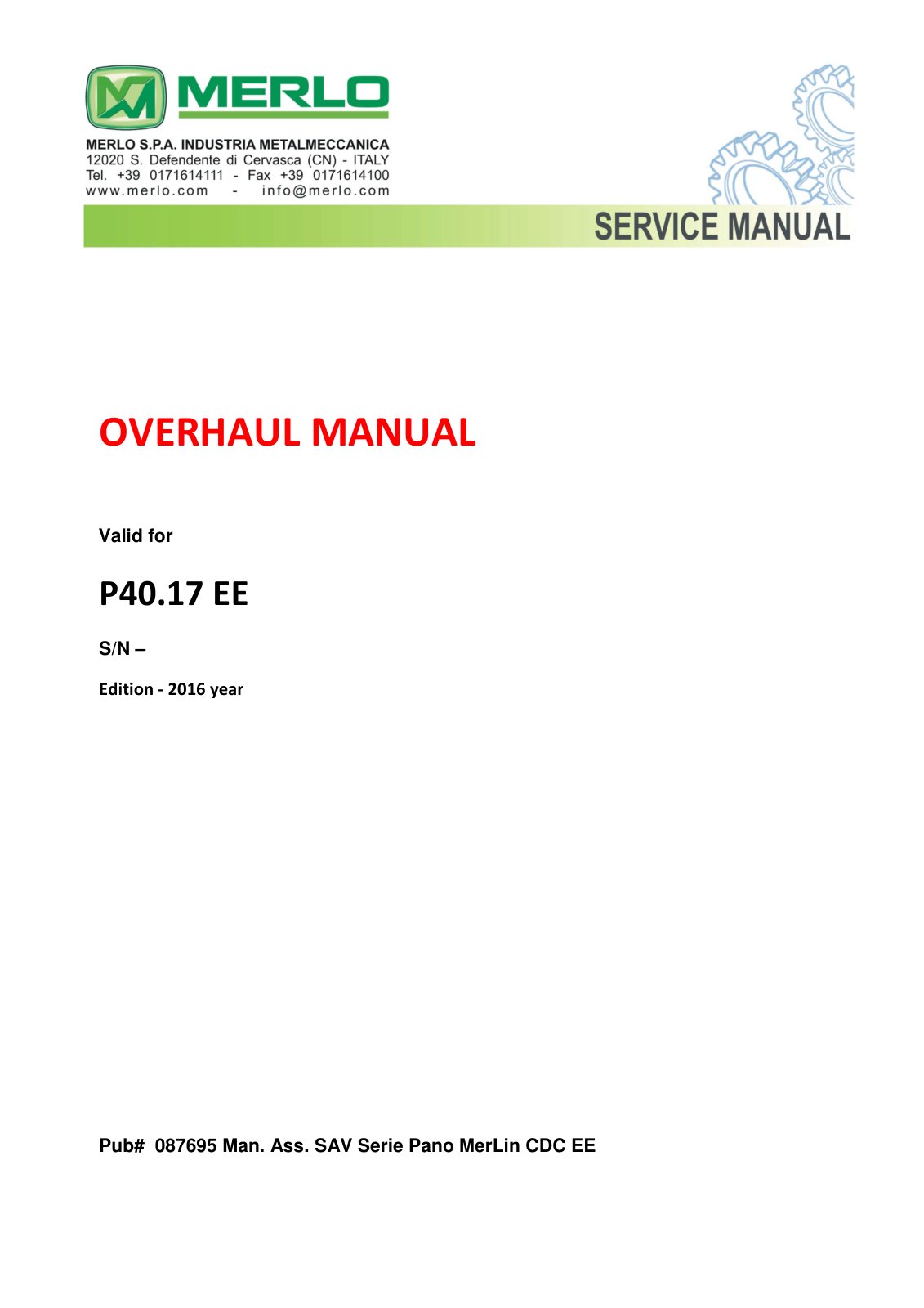 Merlo P40.17 EE Overhaul & Diagnostic Manual with Electrical Schematic – cover