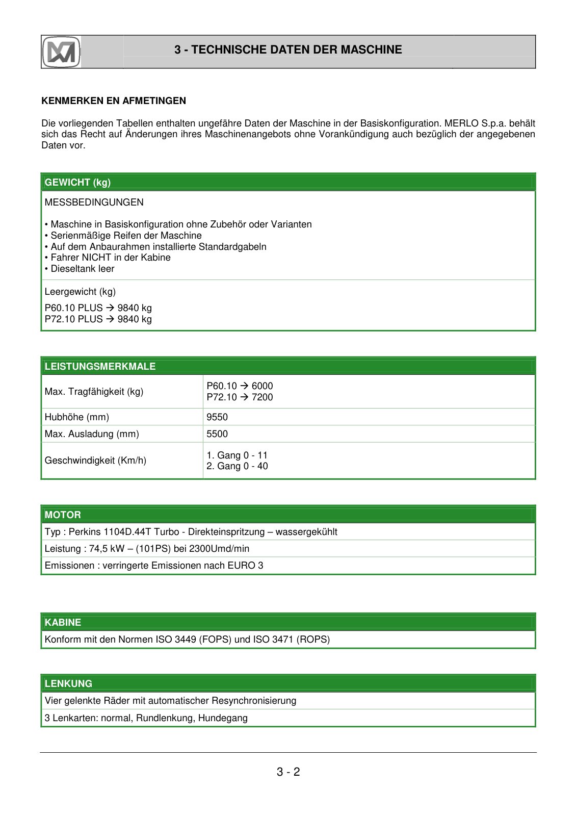 Merlo Panoramic P60.10, P72.10 IMS Service Manual Set with Diagrams (German) – sample page 1