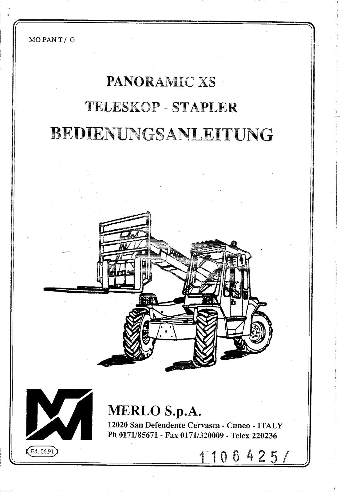 Merlo Panoramic XS Driveline, Hydraulic & Electrical Manual (P25.9-P60.10 XS) – cover