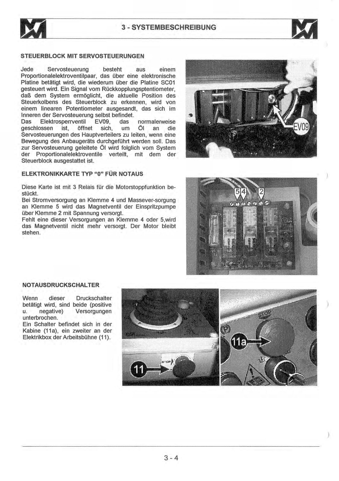 Merlo Panoramic EV, EVN, EVS up to 1998 Electrical Diagrams & Manuals (German/English) – sample page 4